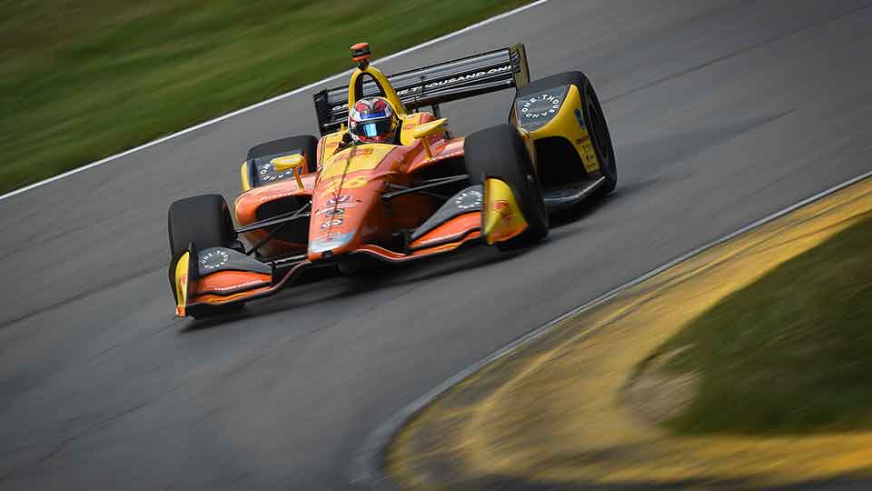 Zach Veach turns his first laps at Portland International Raceway